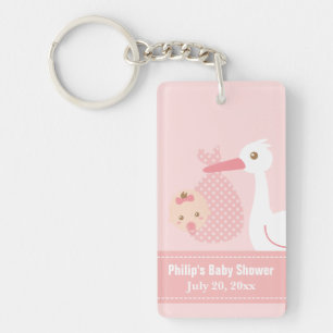 Cadeau baby showerfeest - Ooievaar bezorgt babymei Sleutelhanger