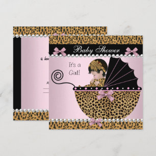 Cadeau Babyfeest Mooie Baby Meisje Roze Luipaard B Kaart