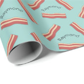Cadeau Bacon Ajouter un nom Papier d'emballage (Coin rond)