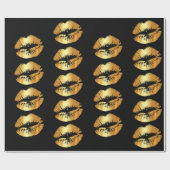 Cadeau Baisers d'or de luxe de lèvres sur le papier (Plat)