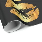 Cadeau Baisers d'or de luxe de lèvres sur le papier (Coin rond)