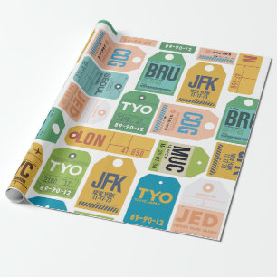 Cadeau Balises de bagage vintage Papier d'enveloppement