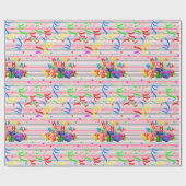 Cadeau Bande papier d'emballage d'anniversaire joyeuse (Plat)