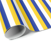 Cadeau Bandes de papier jaune, bleu et blanc (Coin rond)