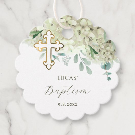 Cadeau Baptêmes blanc Hydrangée Favoriser les étiquettes (Devant)