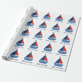 Cadeau Bateau à voile Bébé Garçon Douche Wrapper Papier (Déroulé)