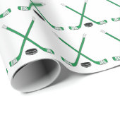 Cadeau Bâtons de hockey croisés et papier d'enrobage (Coin rond)