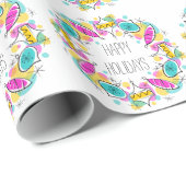 Cadeau Baubles Arbre Rétro Circle Vacances papier d'embal (Coin rond)