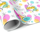 Cadeau Baubles Arbre Rétro Joyeux papier d'emballage de N (Coin rond)