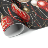 Cadeau Baubles de Noël brillants 3 papier d'enveloppement (Coin rond)