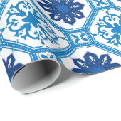 Cadeau 💙 Beau bleu Azulejos I Envelopper du papier (Coin rond)