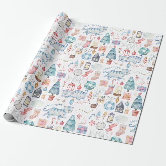 Cadeau Beau Noël/Nouvel An Papier d'enveloppement de tigr (Déroulé)