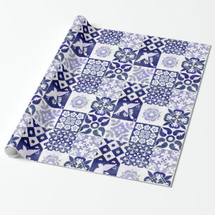 Cadeau Beau papier d'emballage avec le motif d'Azulejos