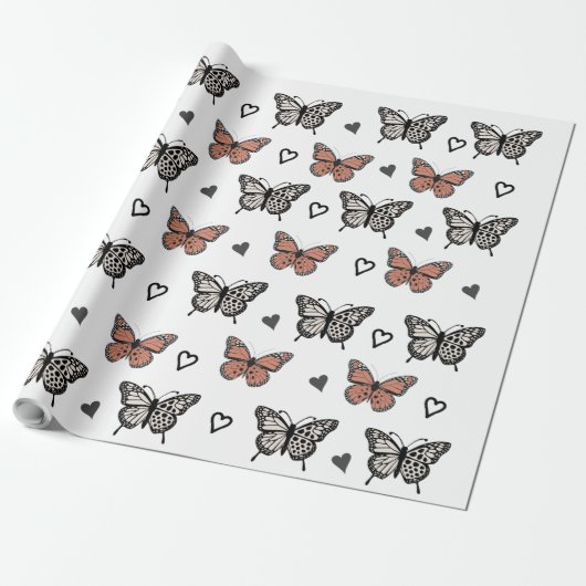 Cadeau "Beau Papier d'enveloppement à thème papillon. (Déroulé)