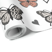 Cadeau "Beau Papier d'enveloppement à thème papillon. (Coin rond)