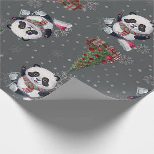 Cadeau Beau papier d'enveloppement de Noël Panda