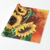 Cadeau Beau papier enveloppant trois tournesols (Déroulé)