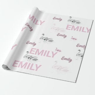 Cadeau Beau Swan Blush Personalikzed Wrapping Papier