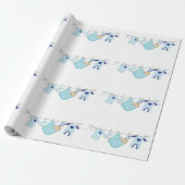 Cadeau Bébé Garçon Bleu Clothèse Papier à envelopper mign (Déroulé)