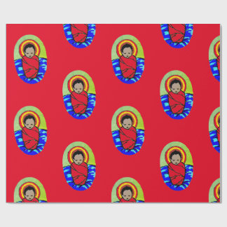 Cadeau BÉBÉ JÉSUS SUR LE Papier D'Enveloppement ROUGE DE 