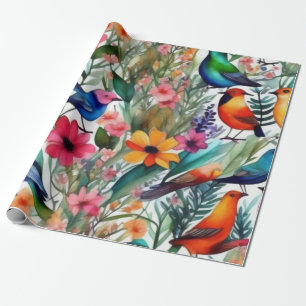 Cadeau Belles fleurs colorées Papier d'enveloppement