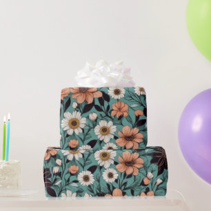 Cadeau Belles fleurs colorées Papier d'enveloppement