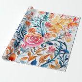 Cadeau Belles fleurs colorées Papier d'enveloppement (Déroulé)