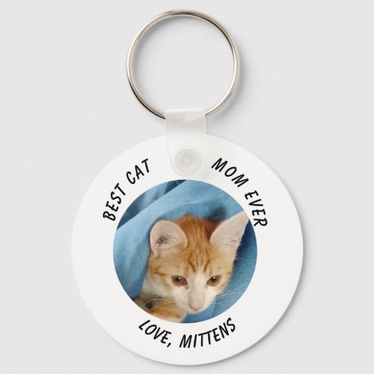 Cadeau Beste Mama Kat Gepersonaliseerde Kat Foto e Sleutelhanger (Voorkant)