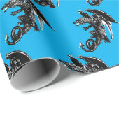 Cadeau Bête du Dragon de nuit Wrapping Papier bleu (Coin rond)