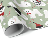 Cadeau Bichon Frise Papier vert de Noël (Coin rond)