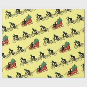 Cadeau Bicyclettes Tirant Père Noël Papier à envelopper