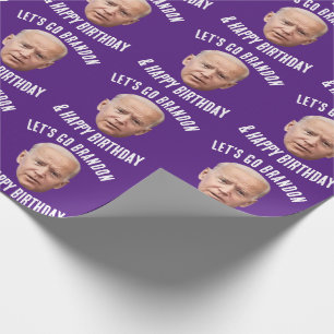 CADEAU BIDEN ALLONS BRANDON BANTHDAY WRAPPING PAPIER