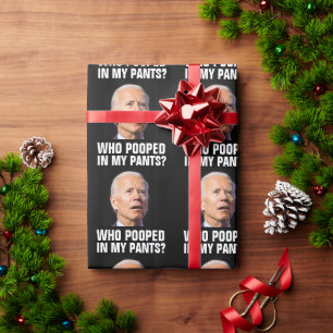 CADEAU BIDEN CHRISTMAS CONFUSÉ PAPIER D'ÉTIQUETAGE POOPÉ
