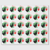 Cadeau Black Meowy Christmas Kitty Wrapper Papier (Plat)