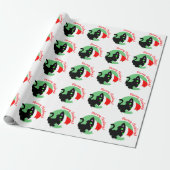 Cadeau Black Meowy Christmas Kitty Wrapper Papier (Déroulé)
