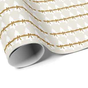 Cadeau Blanc Arbres de Noël Enveloppement Papier Beige