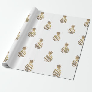 Cadeau Blanc de papier d'emballage de motif d'ananas d'or
