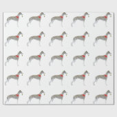 Cadeau Blanc de papier d'emballage de Noël de whippet (Plat)