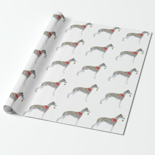 Cadeau Blanc de papier d'emballage de Noël de whippet