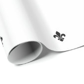 Cadeau Blanc et papier d'emballage de Black Fleur De Lis (Coin rond)