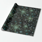 Cadeau Blanc Turquoise Blue Snowflakes Papier à enveloppe (Déroulé)
