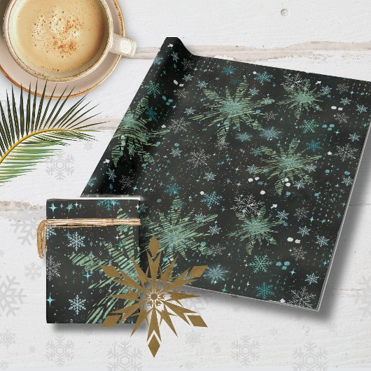 Cadeau Blanc Turquoise Blue Snowflakes Papier à enveloppe