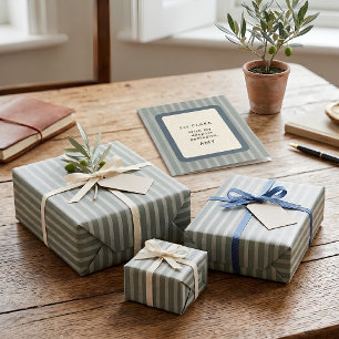Cadeau Bleu Ardoise & Lin Rayure Vintage Premium Papier C