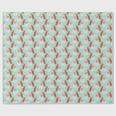 Cadeau Bleu Clair | Papier d'enrobage Père Noël vintage (Plat)