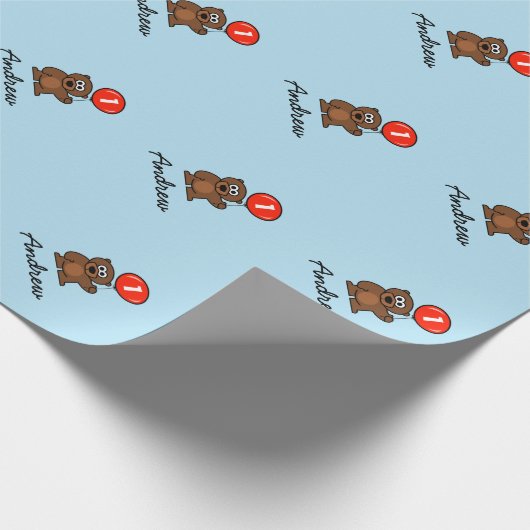 Cadeau Bleu garçon 1er anniversaire peluche ours papier à (Coin)