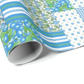 Cadeau Bleu Matin Glory Faux Patchwork Wrapwork Papier (Coin rond)