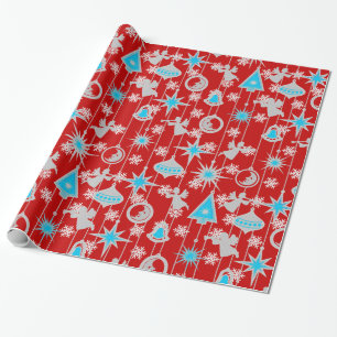 Cadeau Bleu ornements de Noël Papier à enveloppement roug