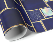 Cadeau Bleu | Parties scintillant Faux moderne et papier  (Coin rond)