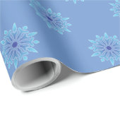 Cadeau Bleu Snowflake Solid Bleu Papier à envelopper (Coin rond)