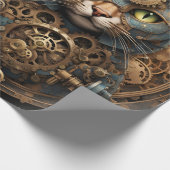 Cadeau bleu steampunk chat AI papier d'emballage art (Coin)